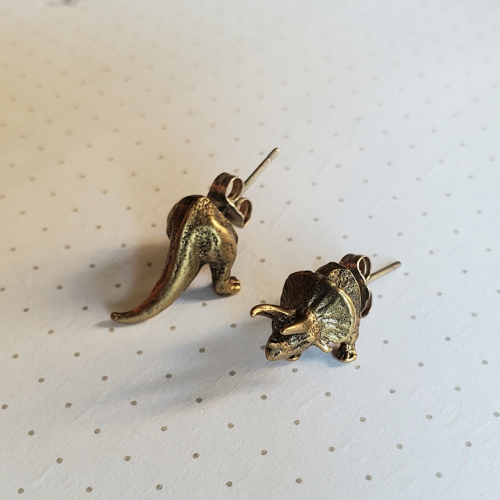 Snash Jewelry Halfies Triceratops Dinosaur Stud Earrings